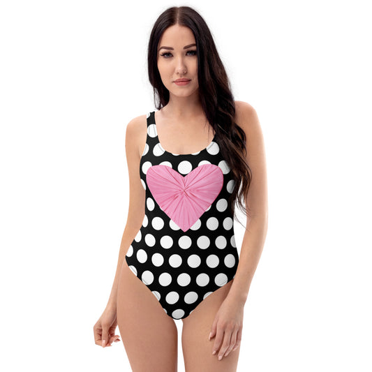 Les Polka Dots Double Heart One Piece Swimsuit