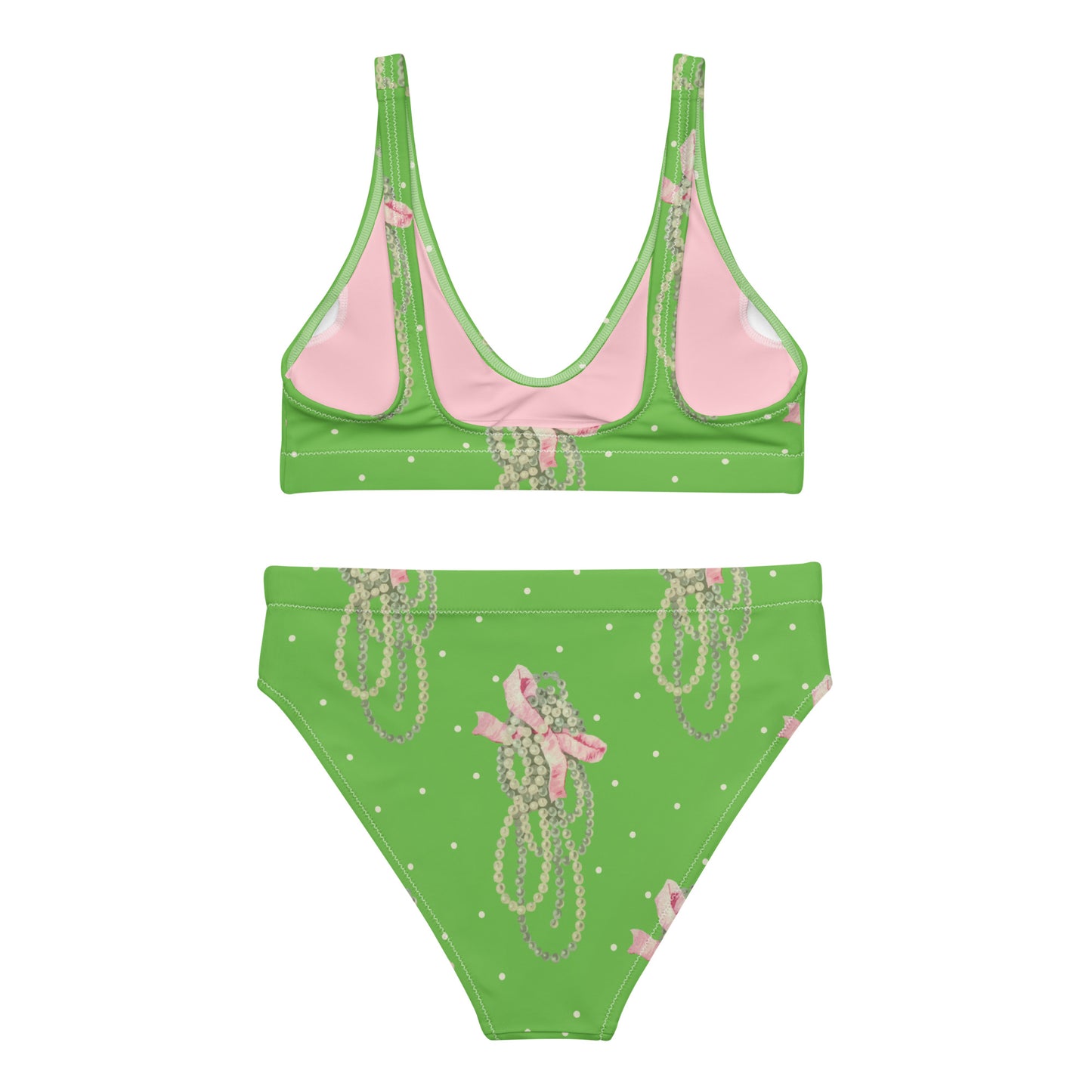 Vintage Pearl Apple Green High-Waisted Eco Bikini
