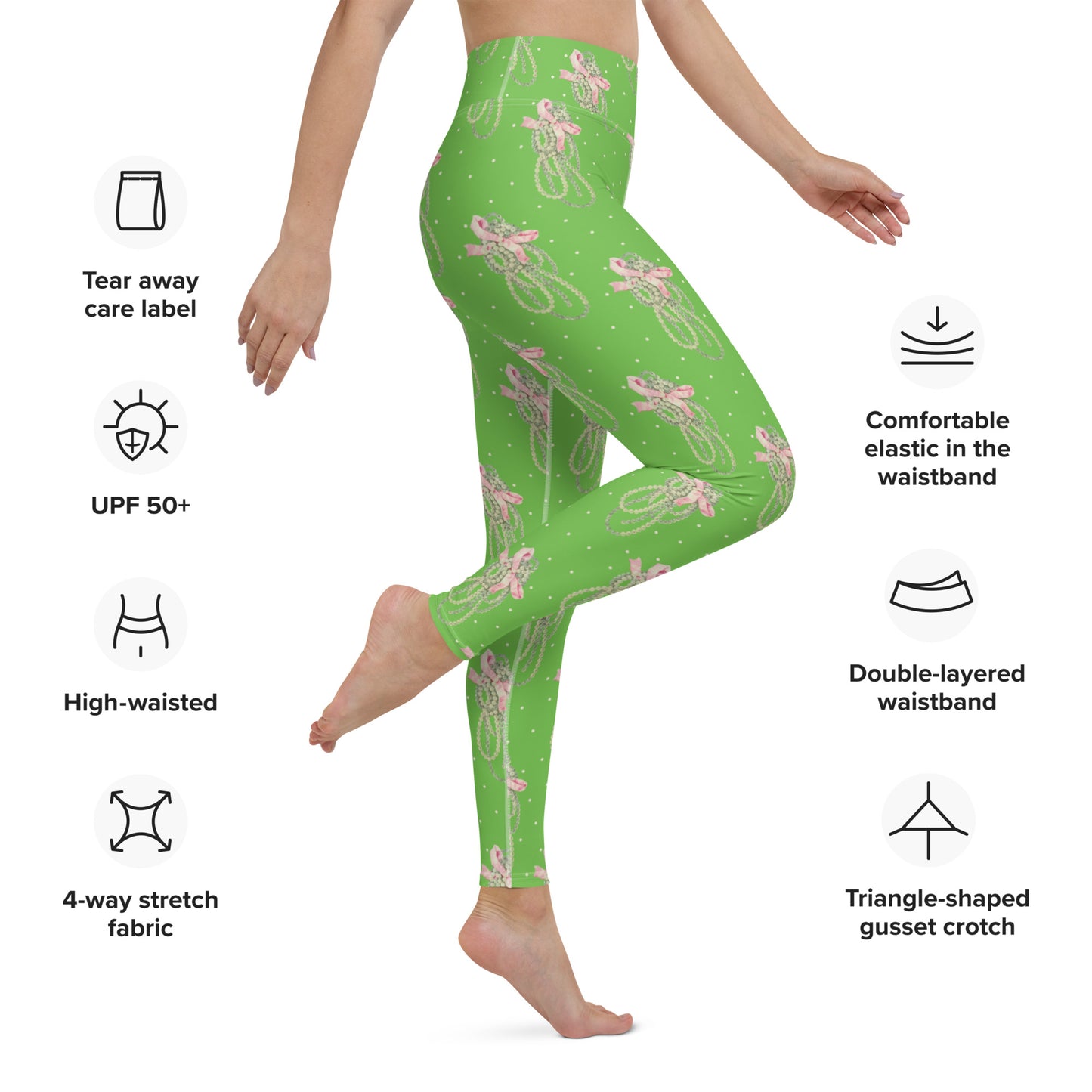 Vintage Pearl Apple Green Yoga Leggings