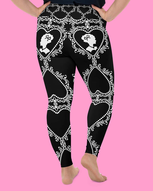 Cameo Curve Leggings Leggings White on Black