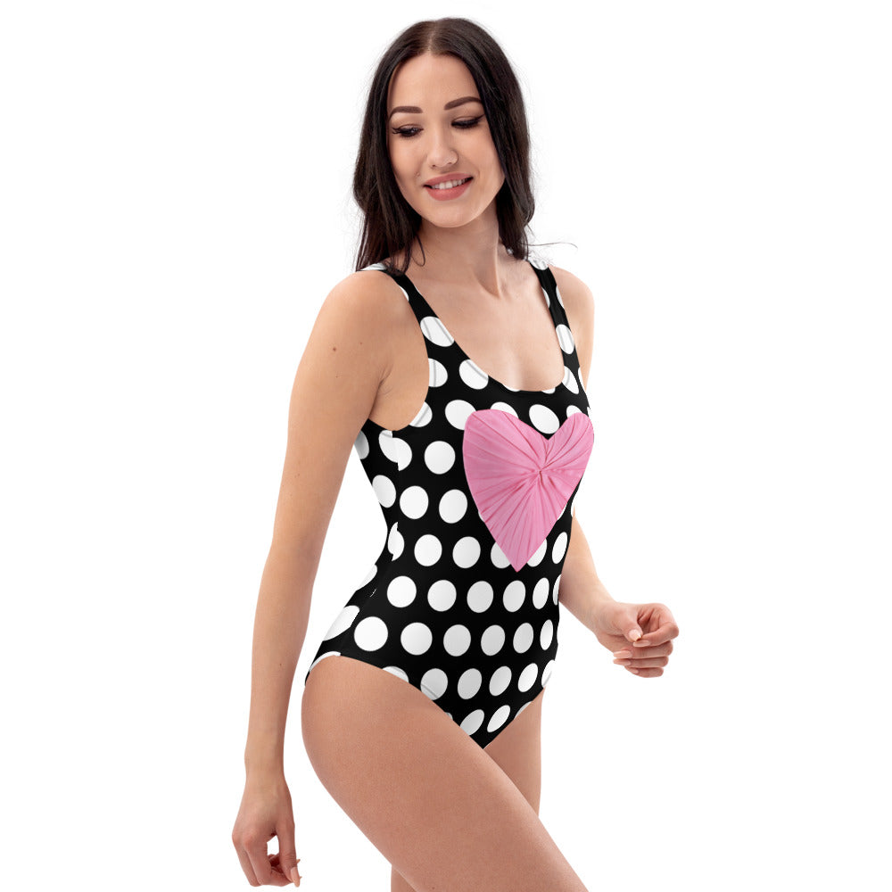 Les Polka Dots Double Heart One Piece Swimsuit