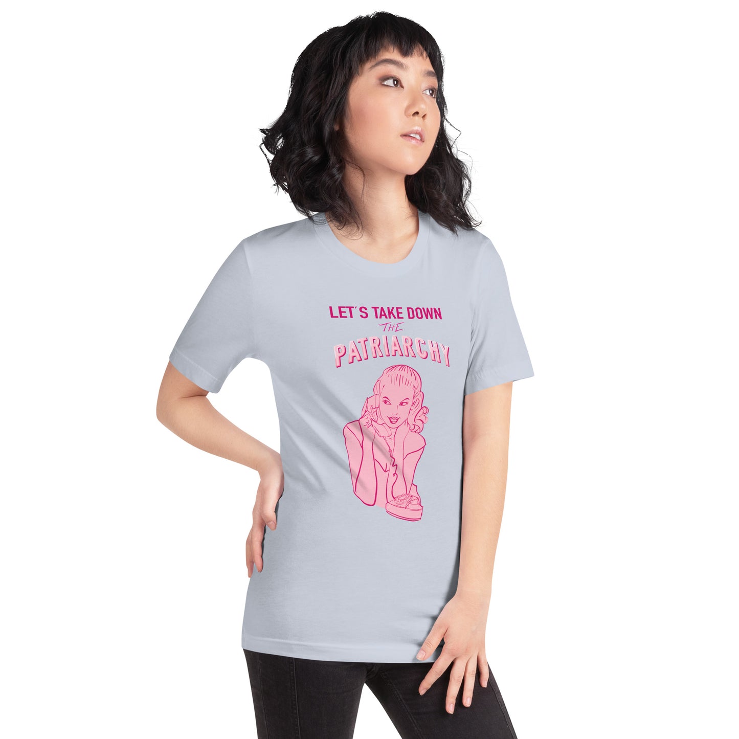 Lets Take Down The Patriarchy Tee in Lilac or Light Blue