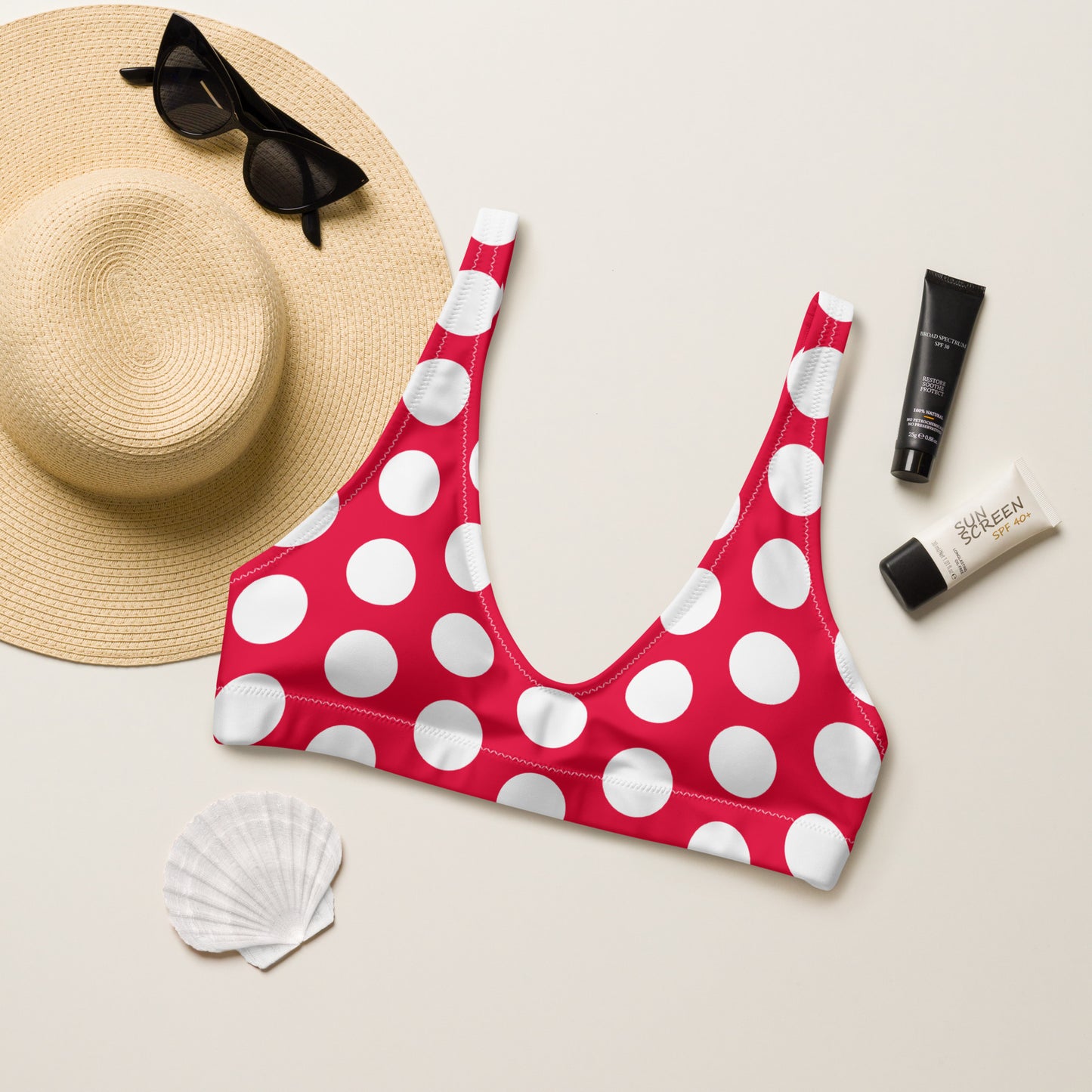 Red Hot Polka Dot Eco Bikini Top
