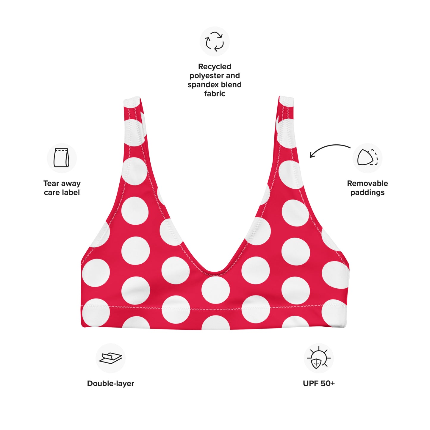 Red Hot Polka Dot Eco Bikini Top