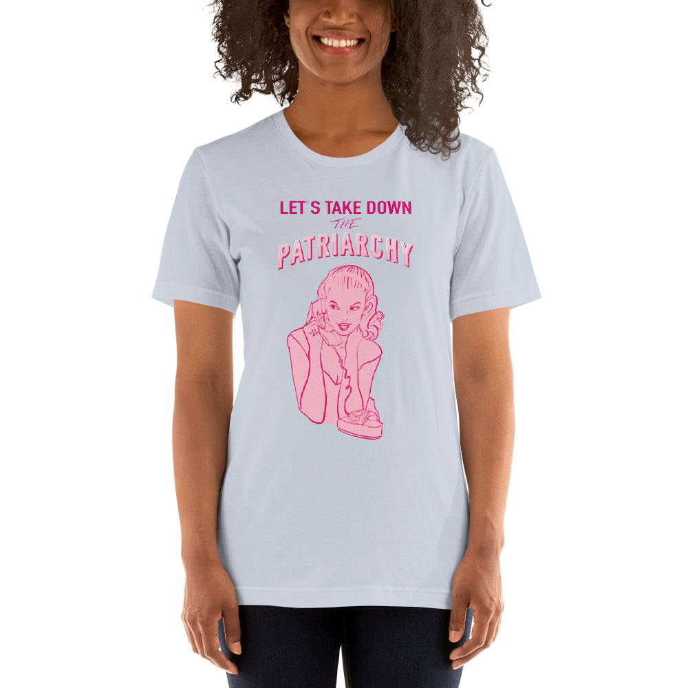 Lets Take Down The Patriarchy Tee in Lilac or Light Blue
